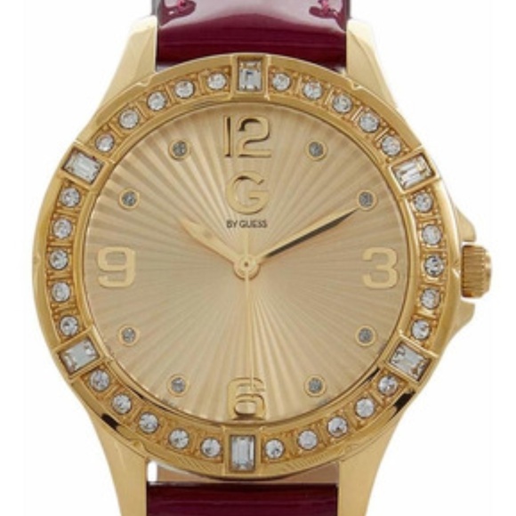 New G by GUESS Crystal/Wine Patent Leather Watch - Picture 3 of 8
